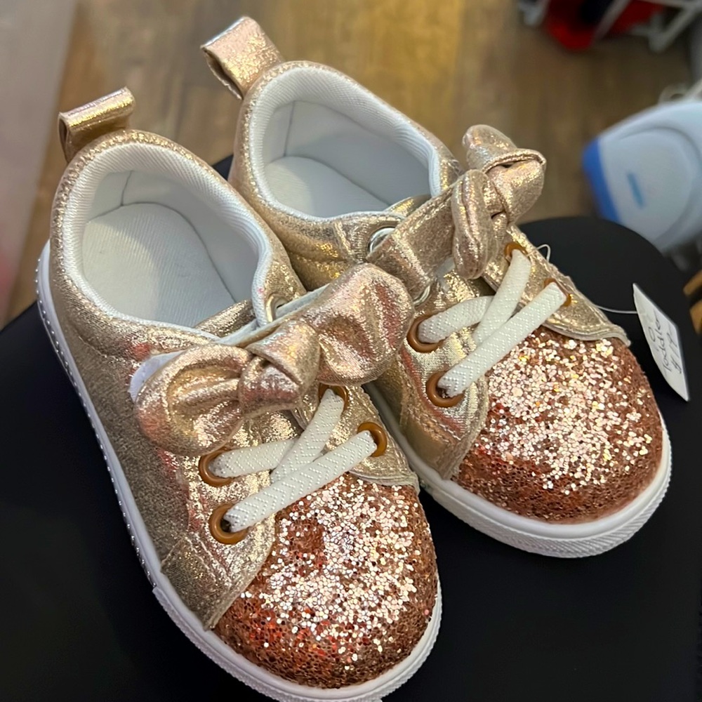 Toddler size gold shiny shoes with Velcro straps !